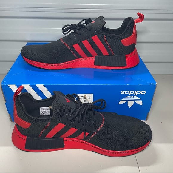 Adidas NMD R1 Black Vivid Red Size 14 HP2971 Men’s Shoes NEW. - Picture 2 of 5